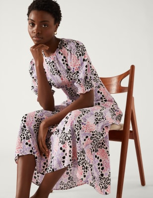 

M&S Collection Vestido de tarde floral maxi a media piernaWomens - Pink Mix, Pink Mix