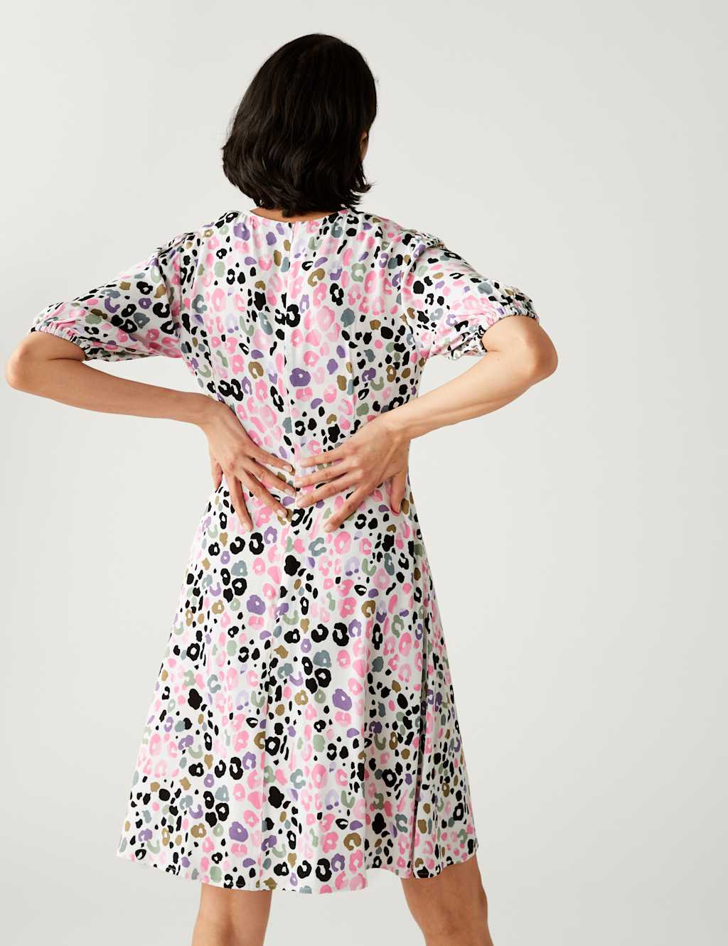 Printed Round Neck Mini Tea Dress image 5