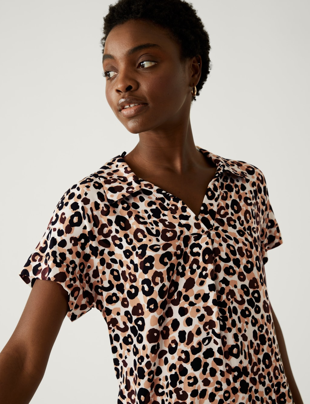 Animal Print V-Neck Knee Length Shift Dress image 2