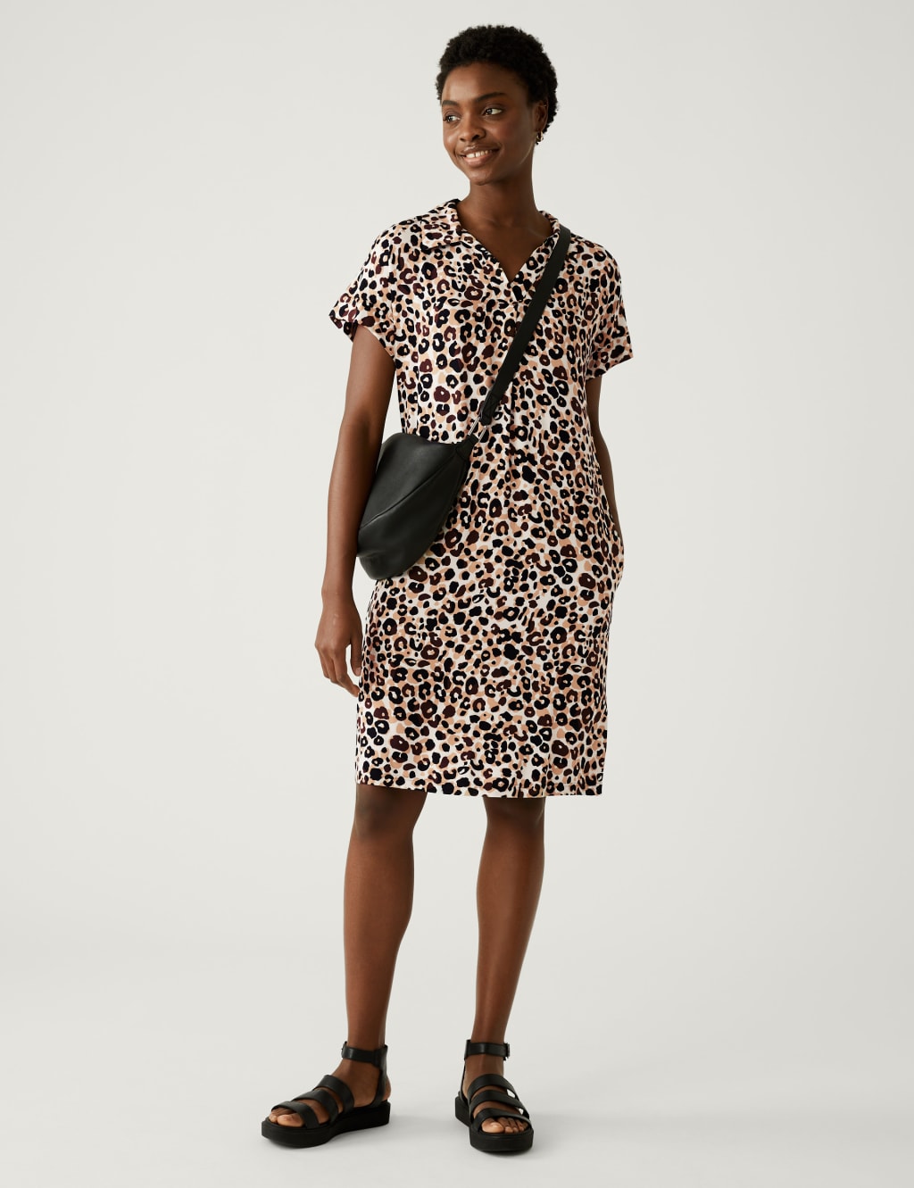 Animal Print V-Neck Knee Length Shift Dress image 3