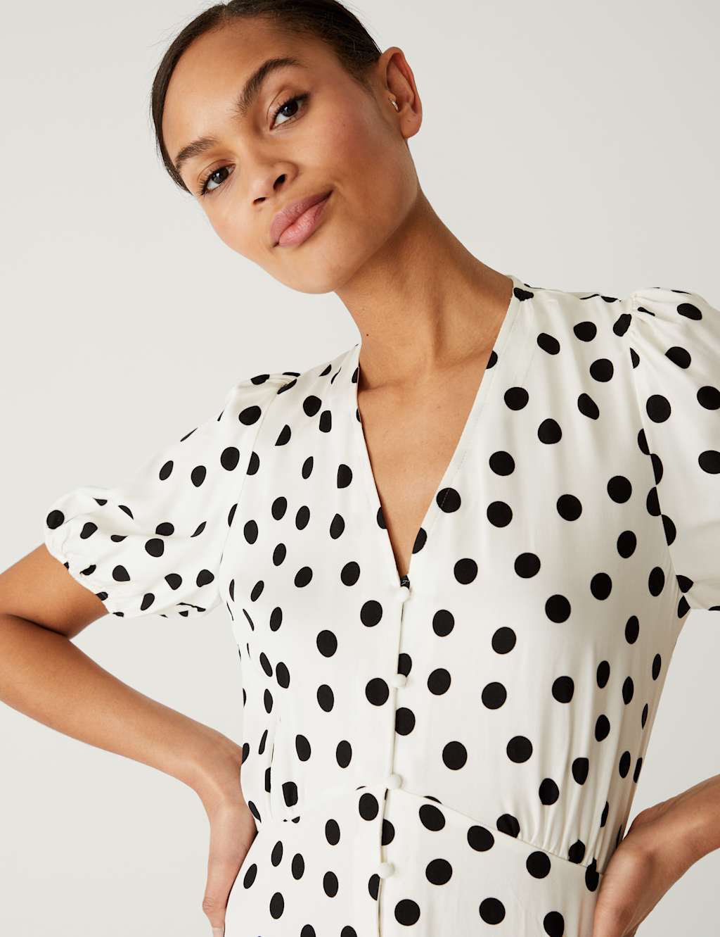 Printed V-Neck Midi Tea Dress image 3