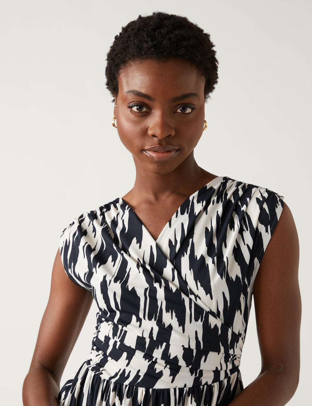 Jersey Printed V-Neck Midi Wrap Dress image 3