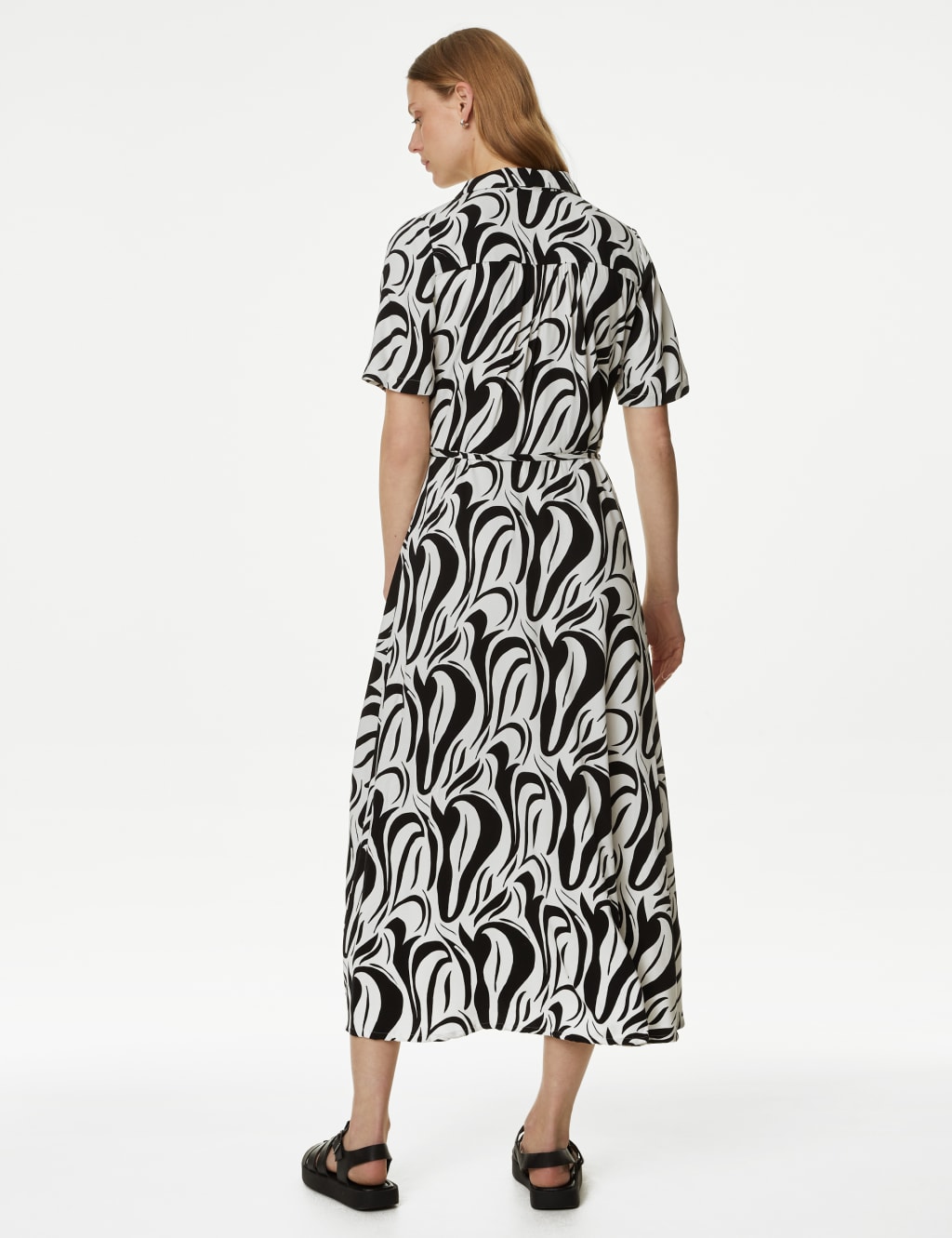 Printed Belted Midi Shirt Dress image 3