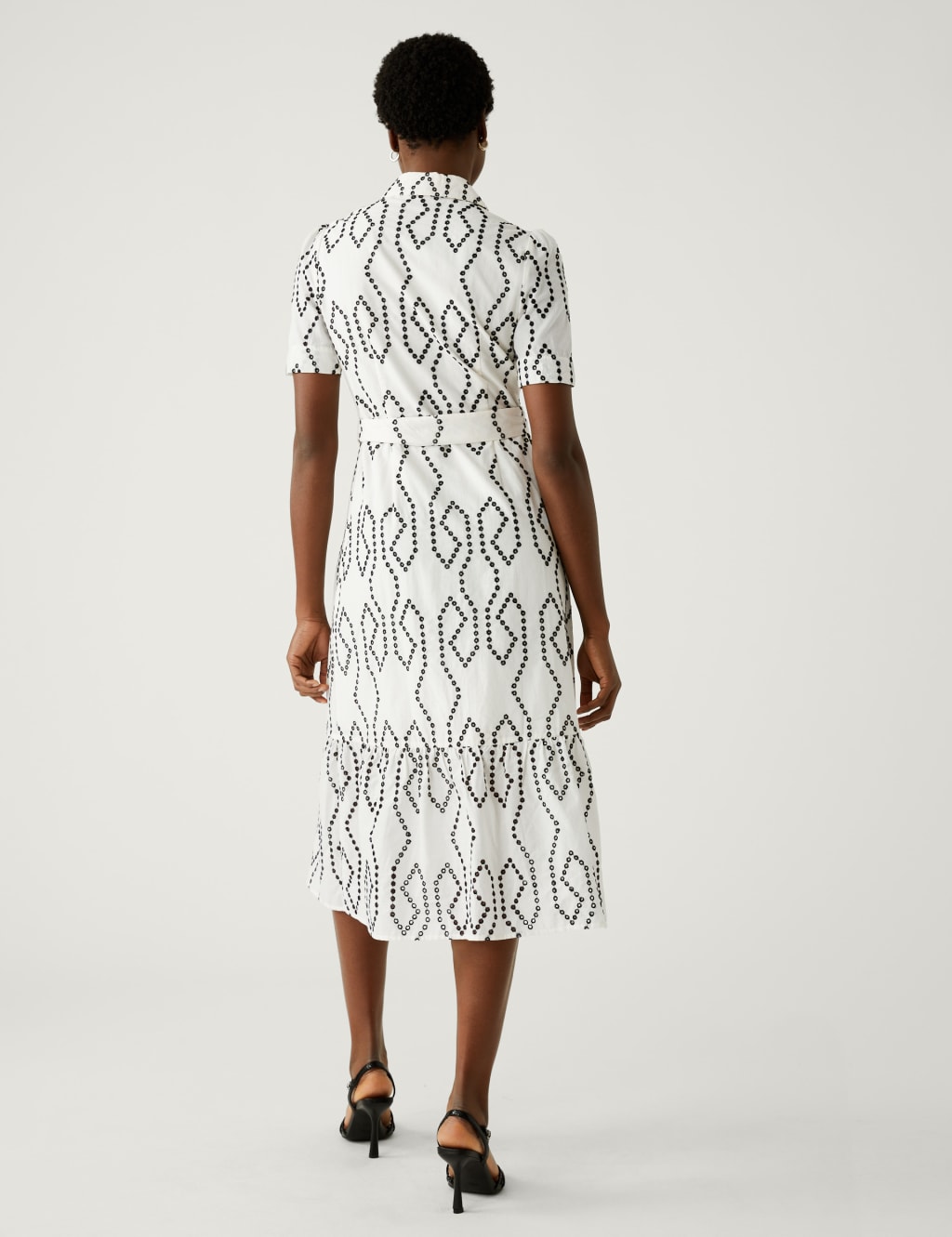 Pure Cotton Broderie Midaxi Shirt Dress image 4