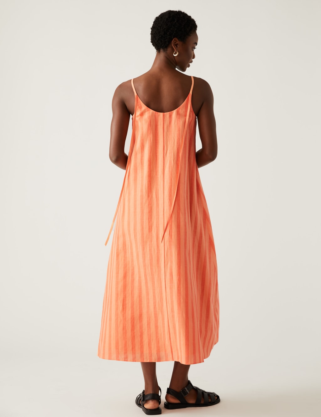Linen Rich V-Neck Midi Slip Dress image 4