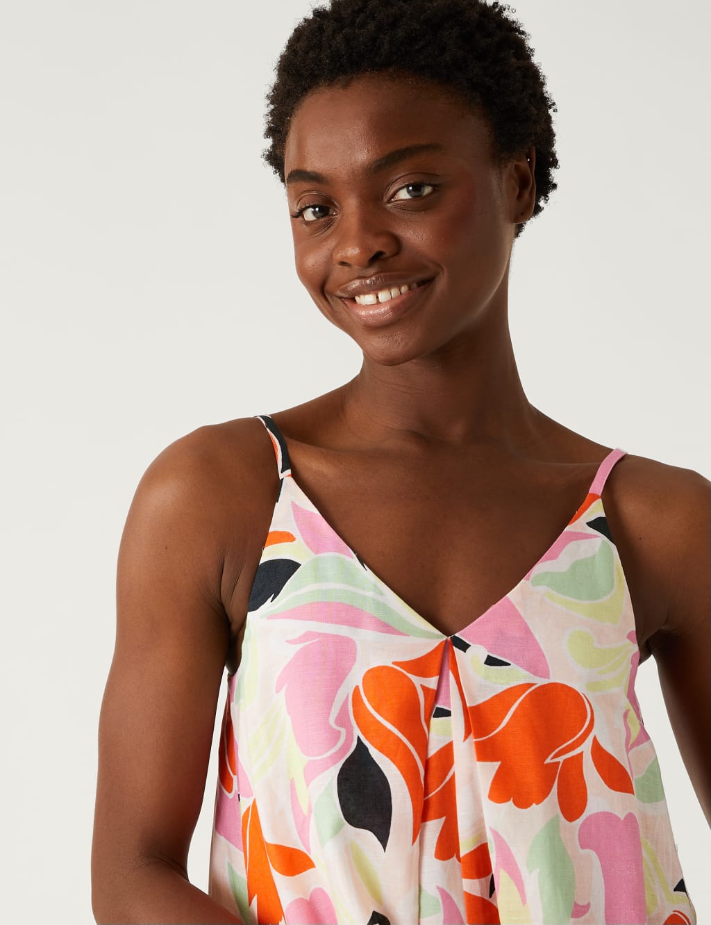 Linen Rich V-Neck Midi Slip Dress image 2
