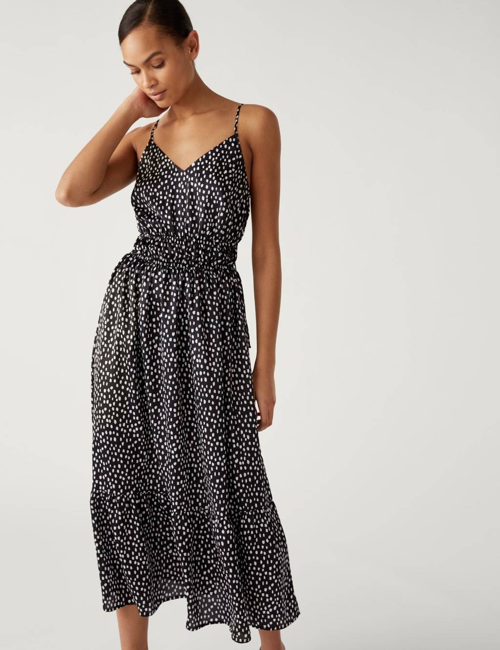 Printed V-Neck Midaxi Waisted Dress image 2