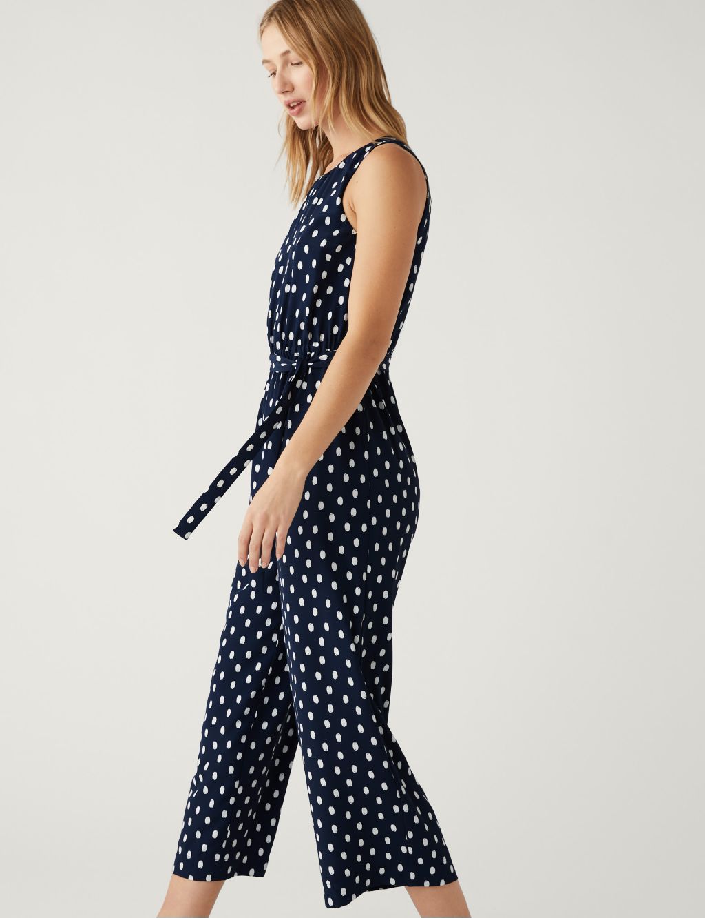 Printed Belted Cropped Waisted Jumpsuit image 2