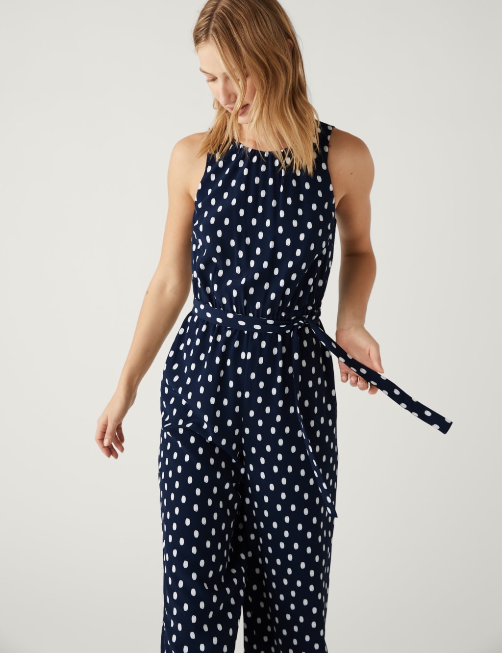 Printed Belted Cropped Waisted Jumpsuit image 3