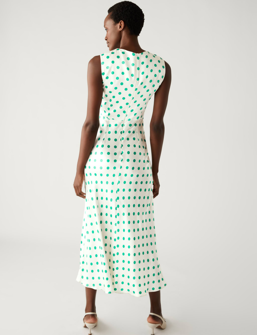 Satin Polka Dot Tie Midaxi Column Dress image 4