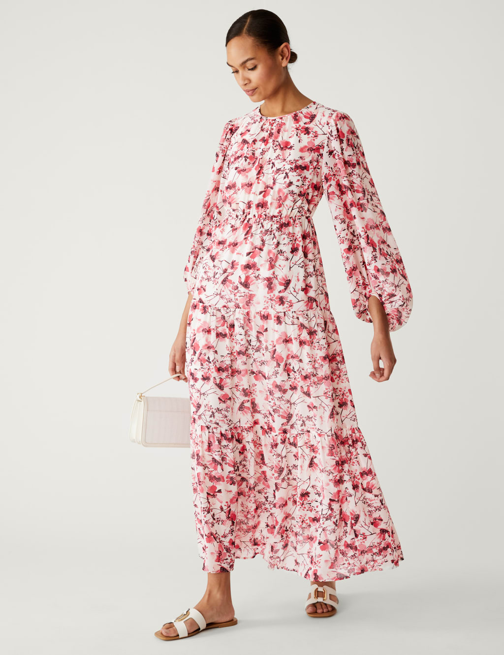 Printed Round Neck Midaxi Waisted Dress image 2