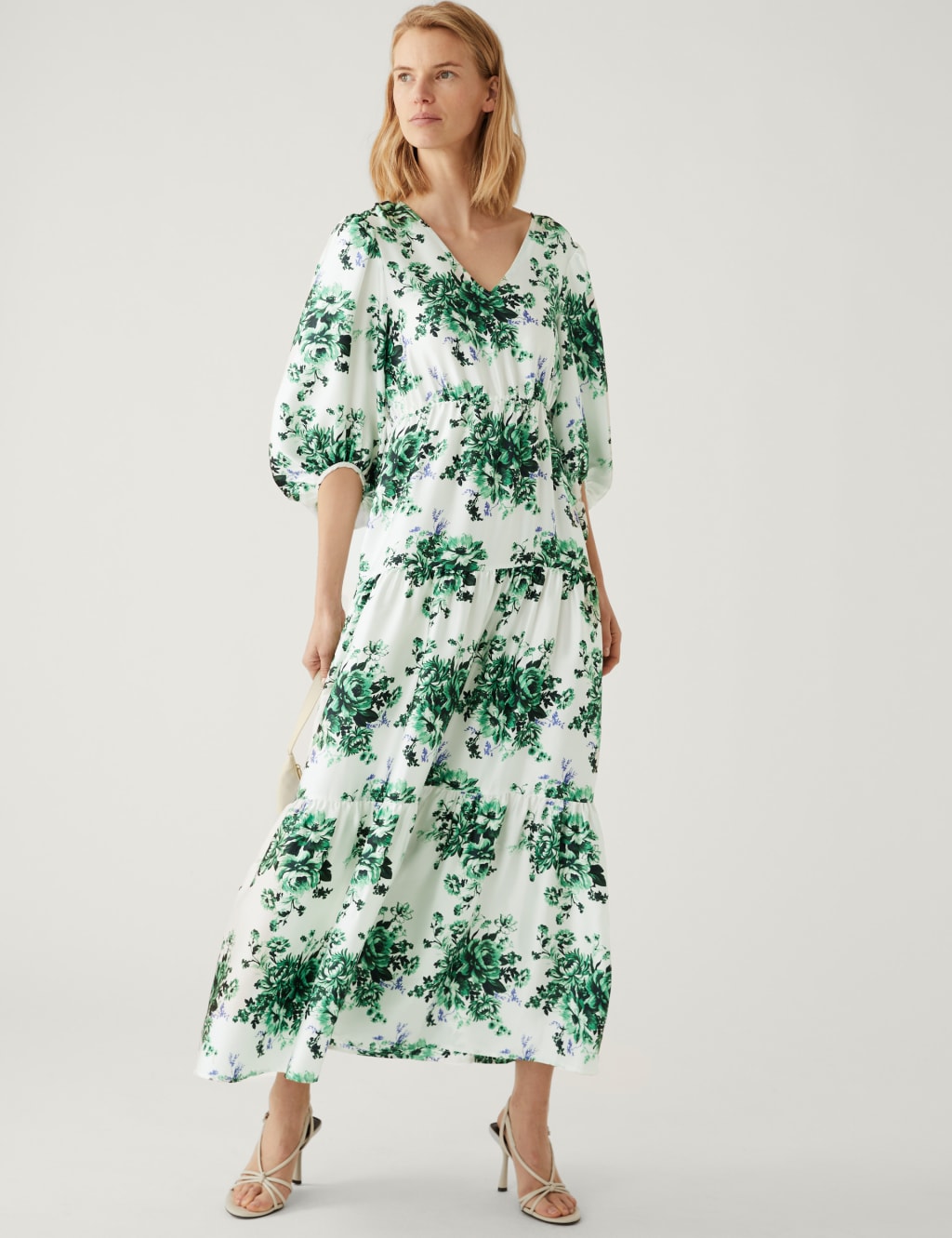Floral V-Neck Midaxi Tiered Dress image 3