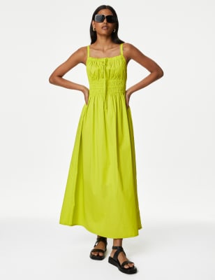 

Womens M&S Collection Smocked Strappy Midaxi Dress - Lime Green, Lime Green