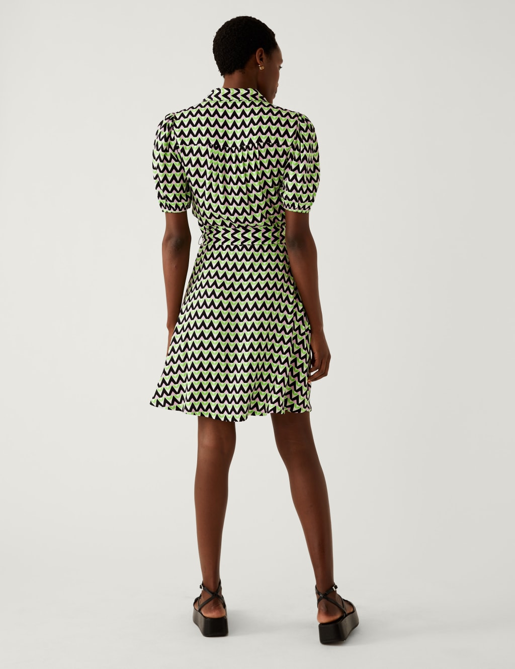 Geometric Belted Mini Shirt Dress image 4