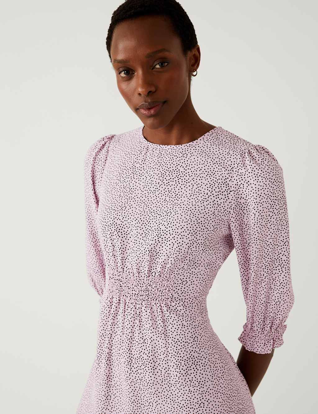 Spot Print Round Neck Midi Tea Dress image 2
