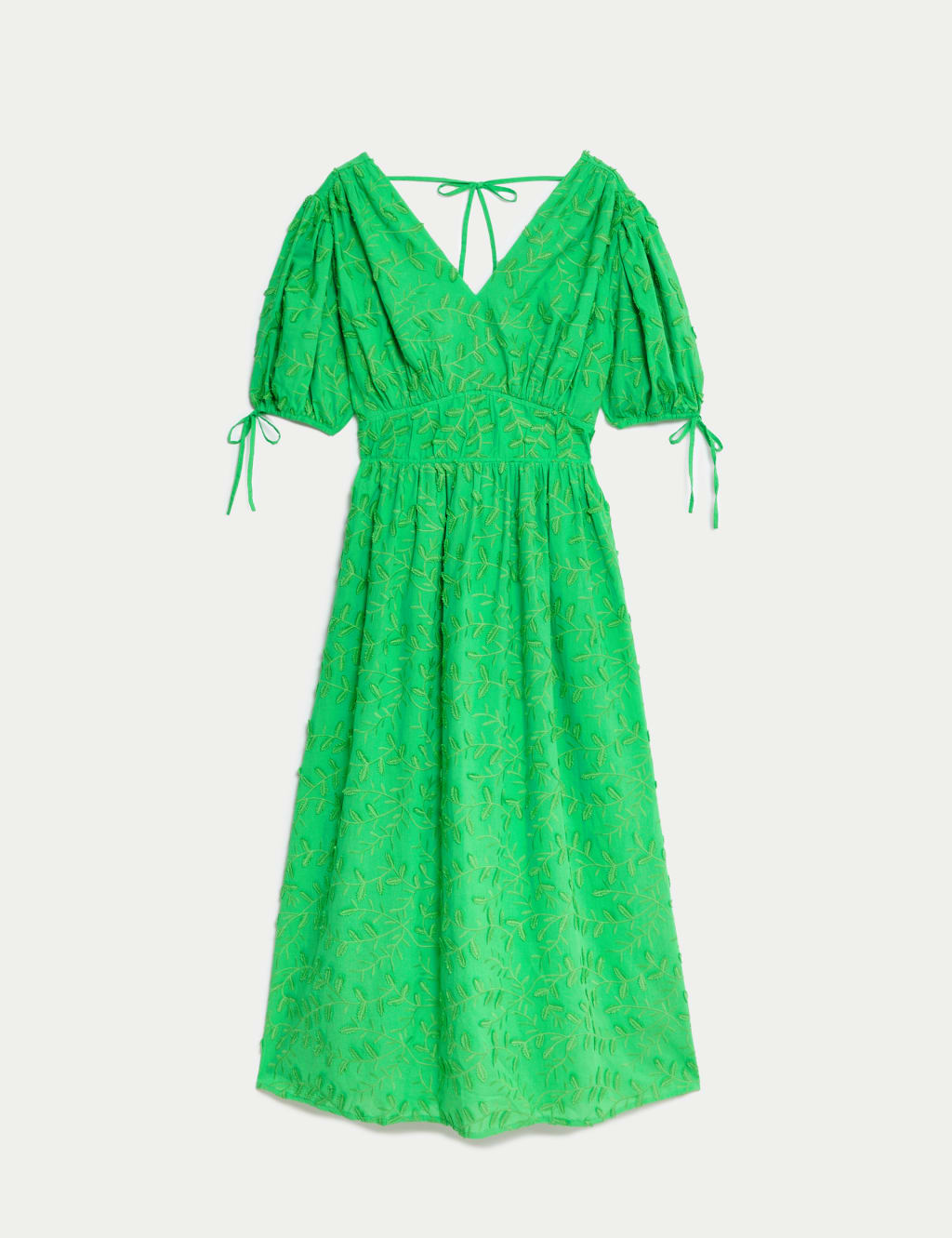 Pure Cotton Embroidered Midi Waisted Dress image 2
