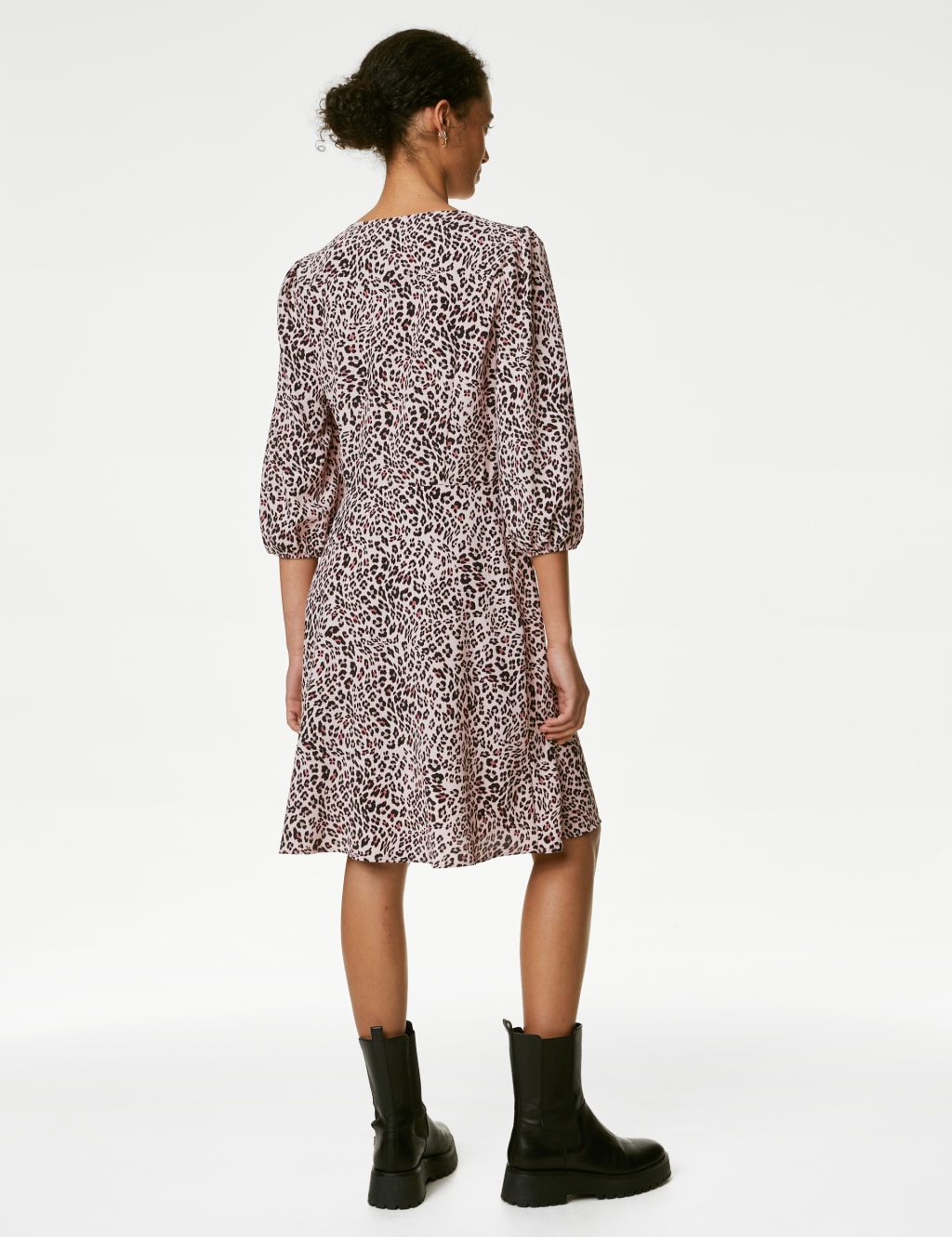 Animal Print V-Neck Knee Length Tea Dress image 4
