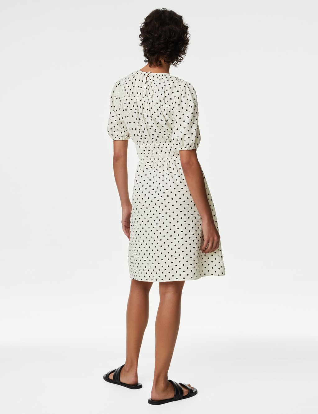 Polka Dot Textured Mini Smock Dress image 4
