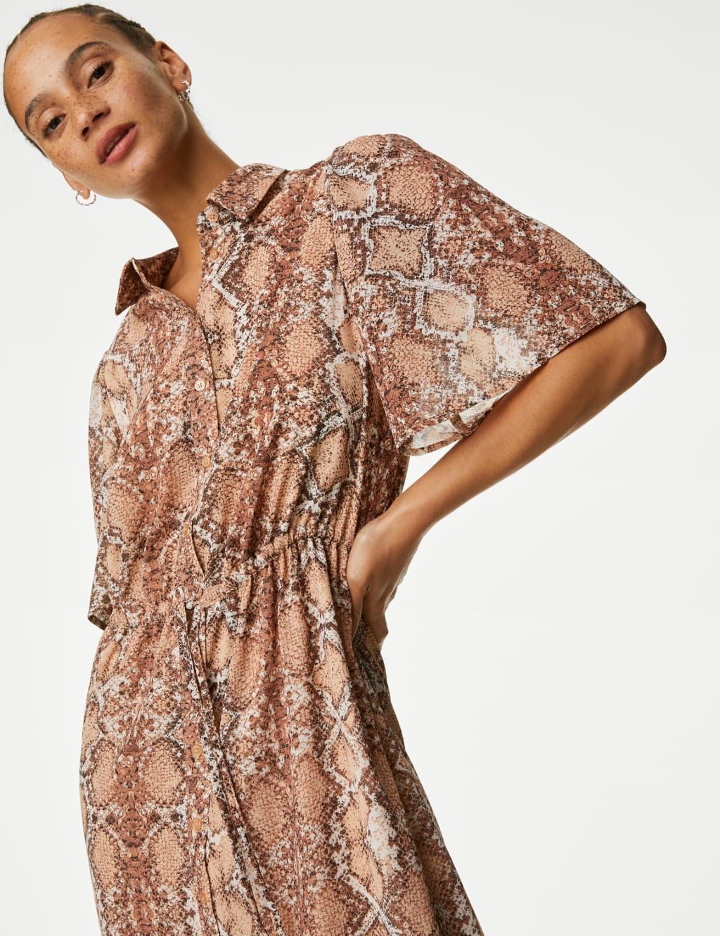 Snake Print Midi Shirt Dress image 3