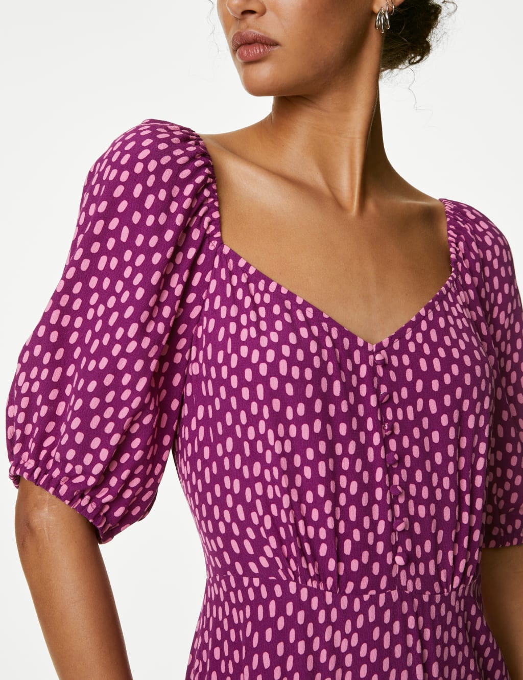 Printed Sweetheart Neckline Midi Tea Dress image 3