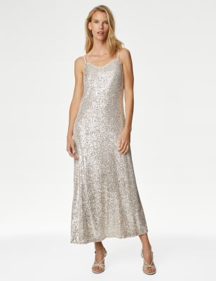 Sequin V-Neck Midaxi Cami Dress - NZ