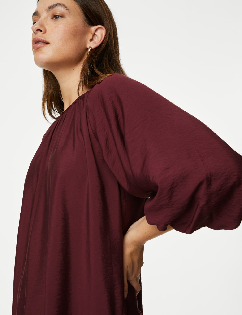 Puff Sleeve Knee Length Shift Dress image 3