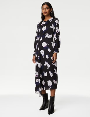 Floral midi a line on sale dress