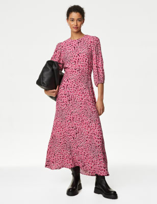 M&s pink sale leopard print dress