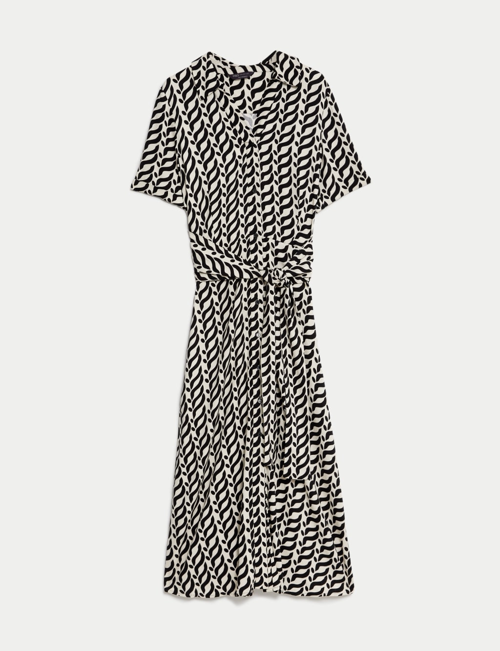 Printed Collared Belted Midi Shirt Dress image 2