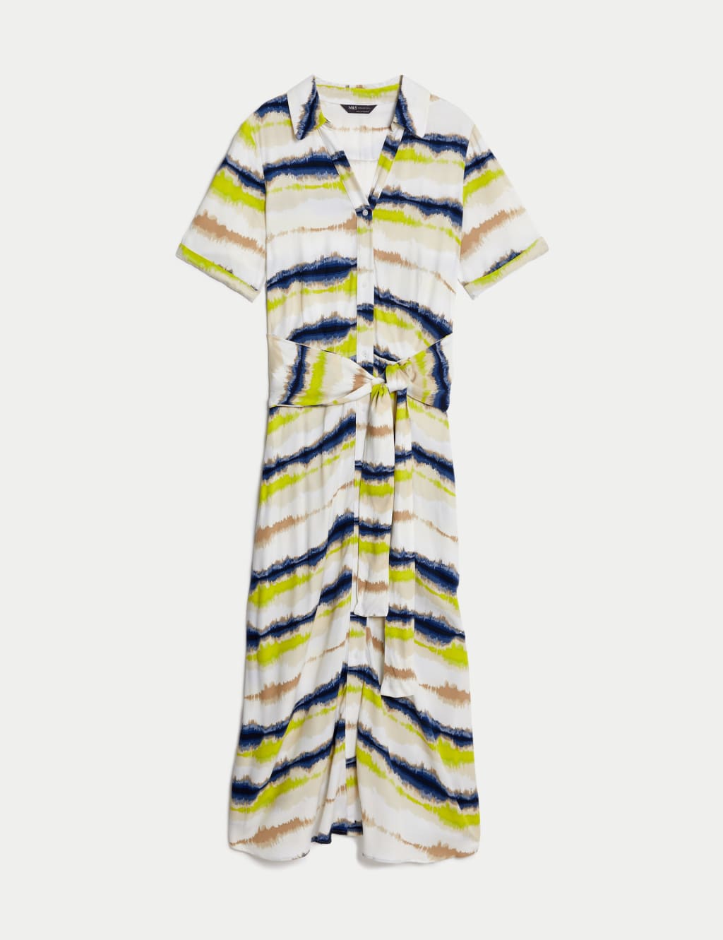 Printed Collared Belted Midi Shirt Dress image 2