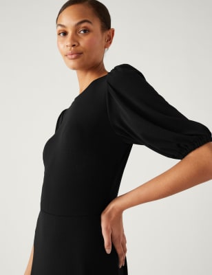

Womens M&S Collection Midi-Teekleid aus Jersey mit Rundhalsausschnitt - Black, Black