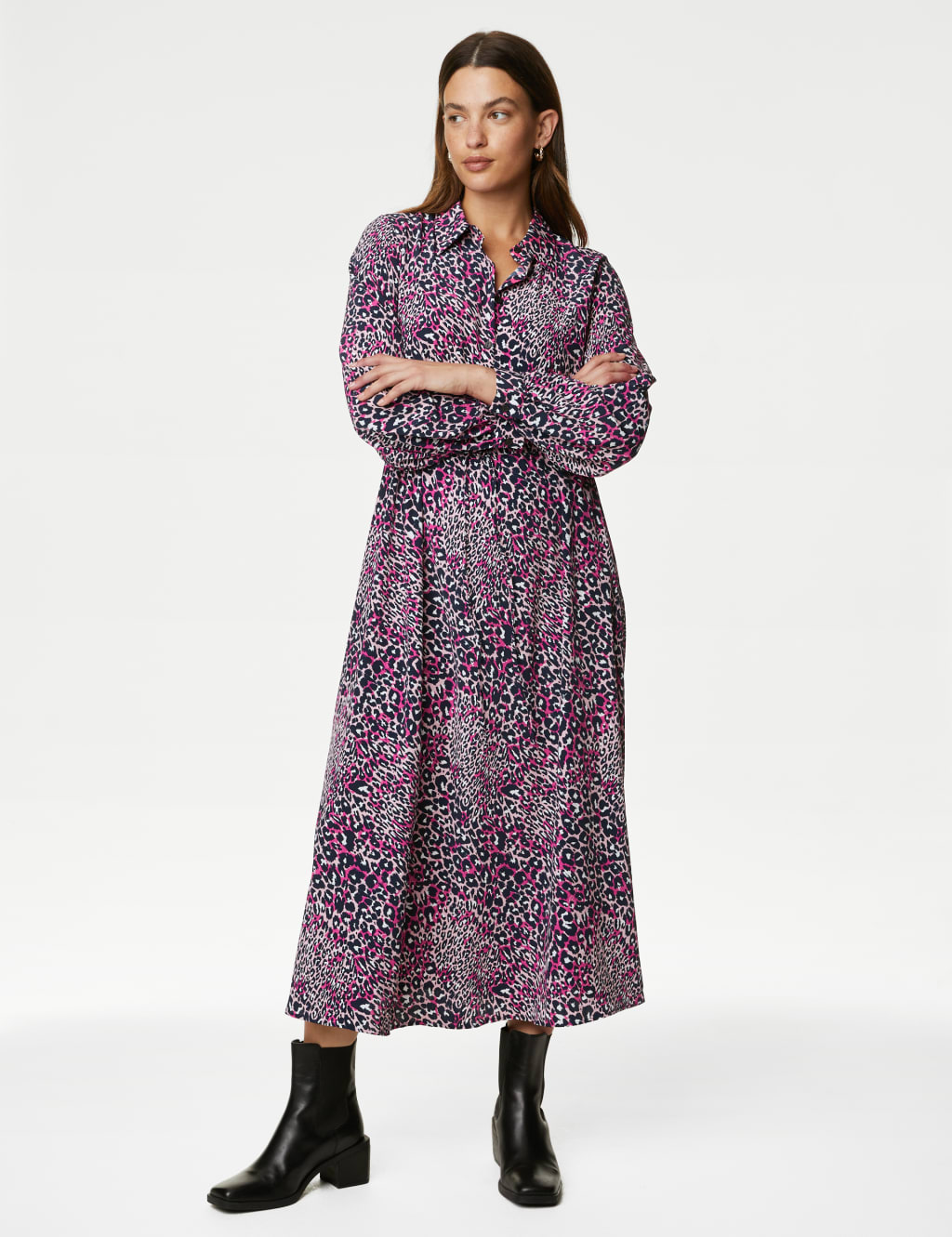 Printed Midi Shirt Dress image 4