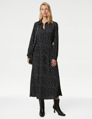 

Womens M&S Collection Printed Midi Shirt Dress - Black Mix, Black Mix