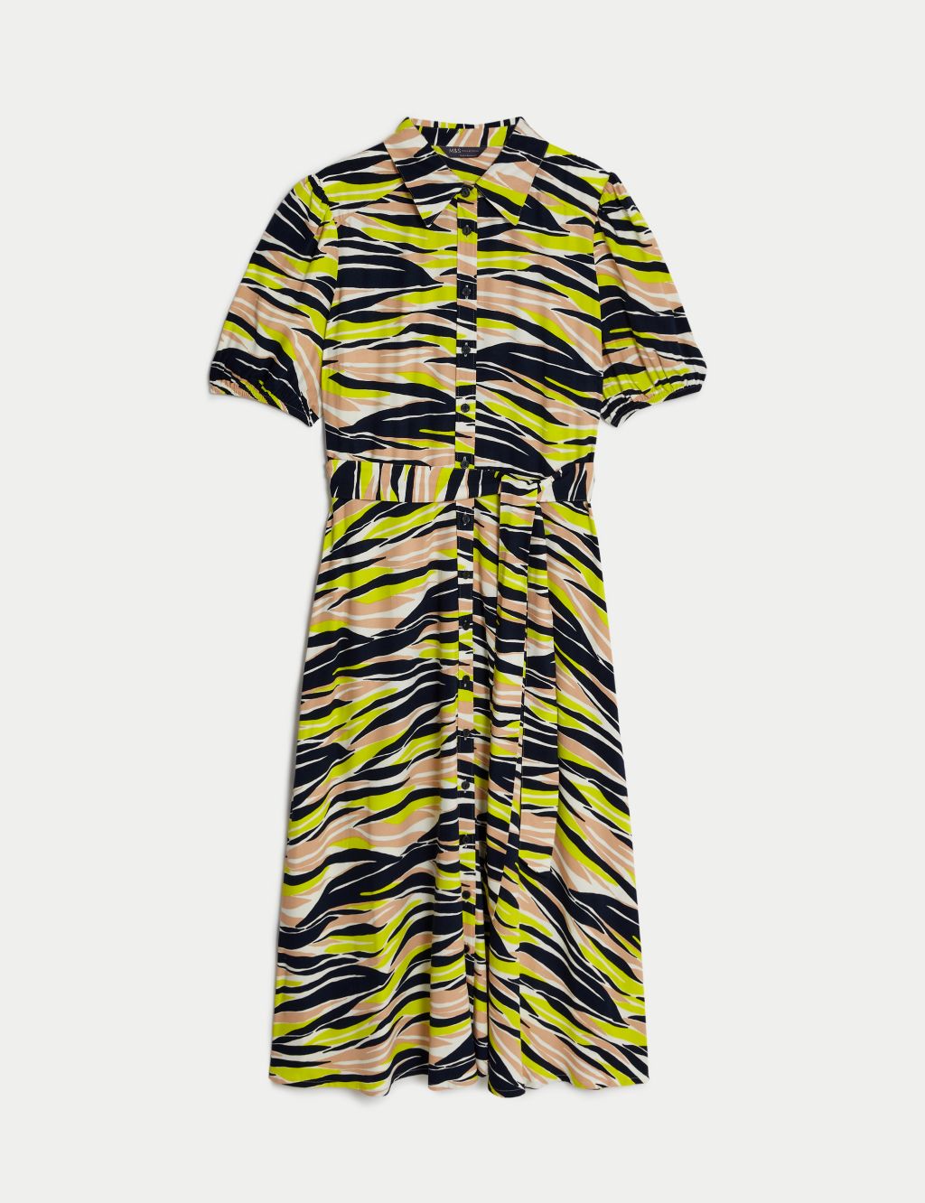 Printed Tie Waist Midi Shirt Dress image 2