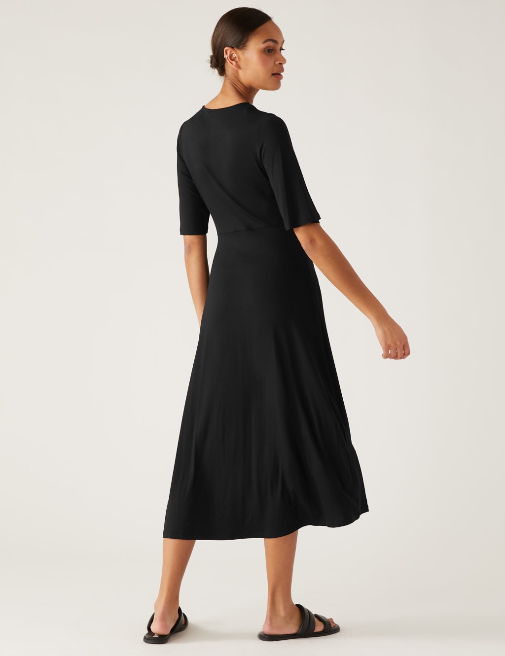 Jersey V-Neck Midi Wrap Dress image 4