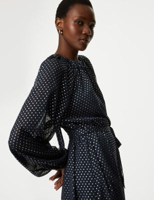 Foil Polka Dot Midaxi Tea Dress - SK