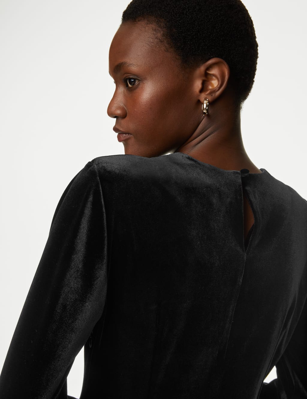 Velvet Blouson Sleeve Mini Shift Dress image 4