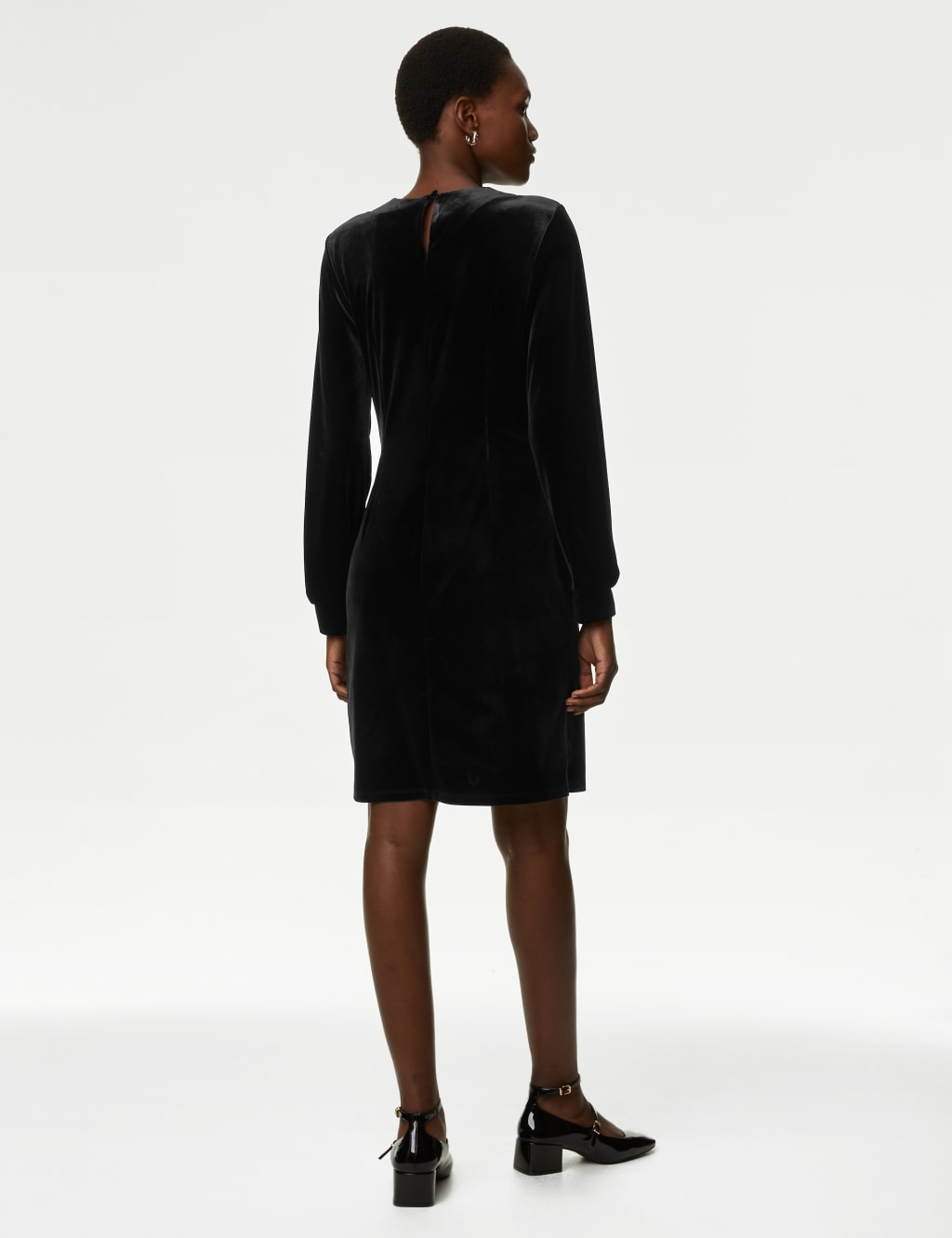 Velvet Blouson Sleeve Mini Shift Dress image 5