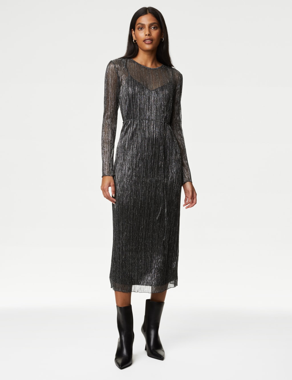 Sparkly Round Neck Midi Column Dress image 3