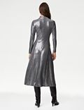 Sequin Ruched Midi Column Dress
