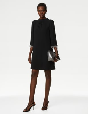 Black high shop neck shift dress