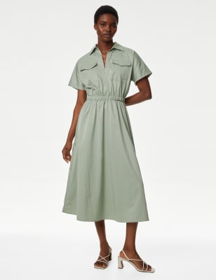 

Womens M&S Collection Collared Midi Shirt Dress - Soft Green, Soft Green