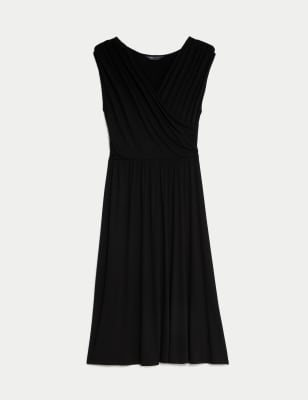 Jersey V-Neck Midi Wrap Dress