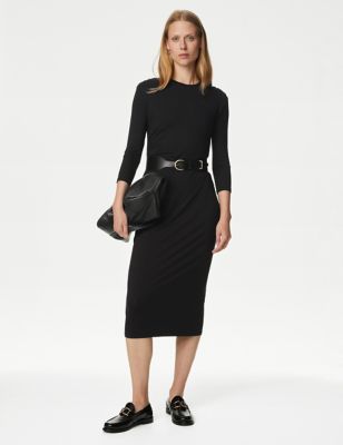 

Womens M&S Collection Jersey Ruched Midi Column Dress - Black, Black