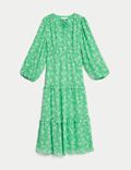 Gelaagde maxi-jurk met strikkraag en bloemmotief
