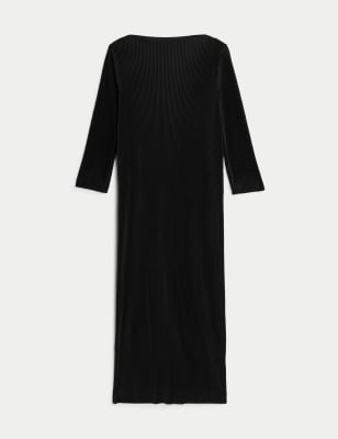 Jersey Plisse Midi Column Dress