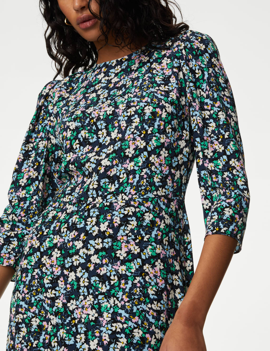 Floral Round Neck Midi Tea Dress image 3