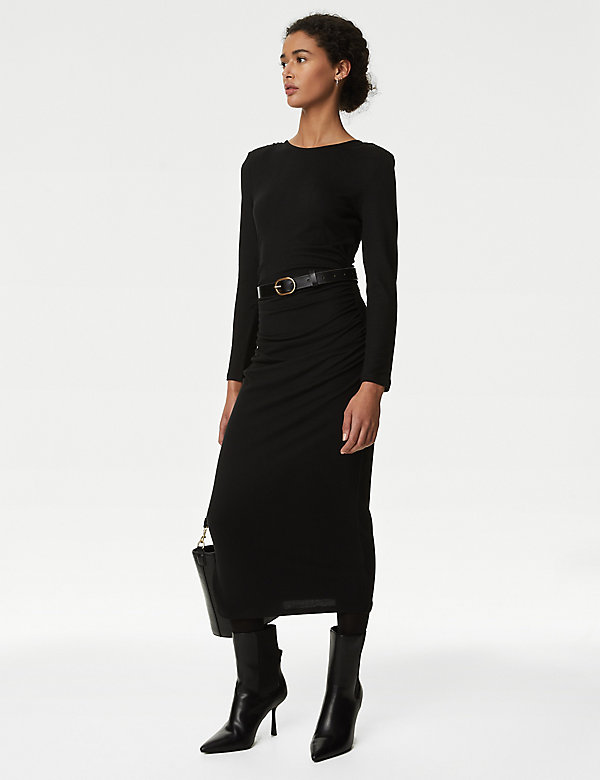 Jersey Ruched Cosy Midi Dress - BE