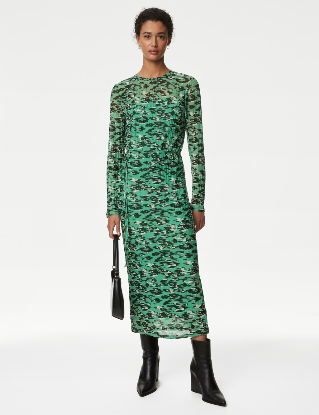 Mesh Jersey Printed Midi Dress image 3