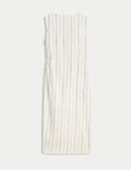 Midaxi-bodycon-jurk van linnenmix met streepmotief